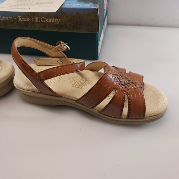 SAS SHOES HUARACHE Genuine leather Adjustable OPEN TOE SANDALS ANTIQUE TAN NIB🤩 - Picture 5 of 16